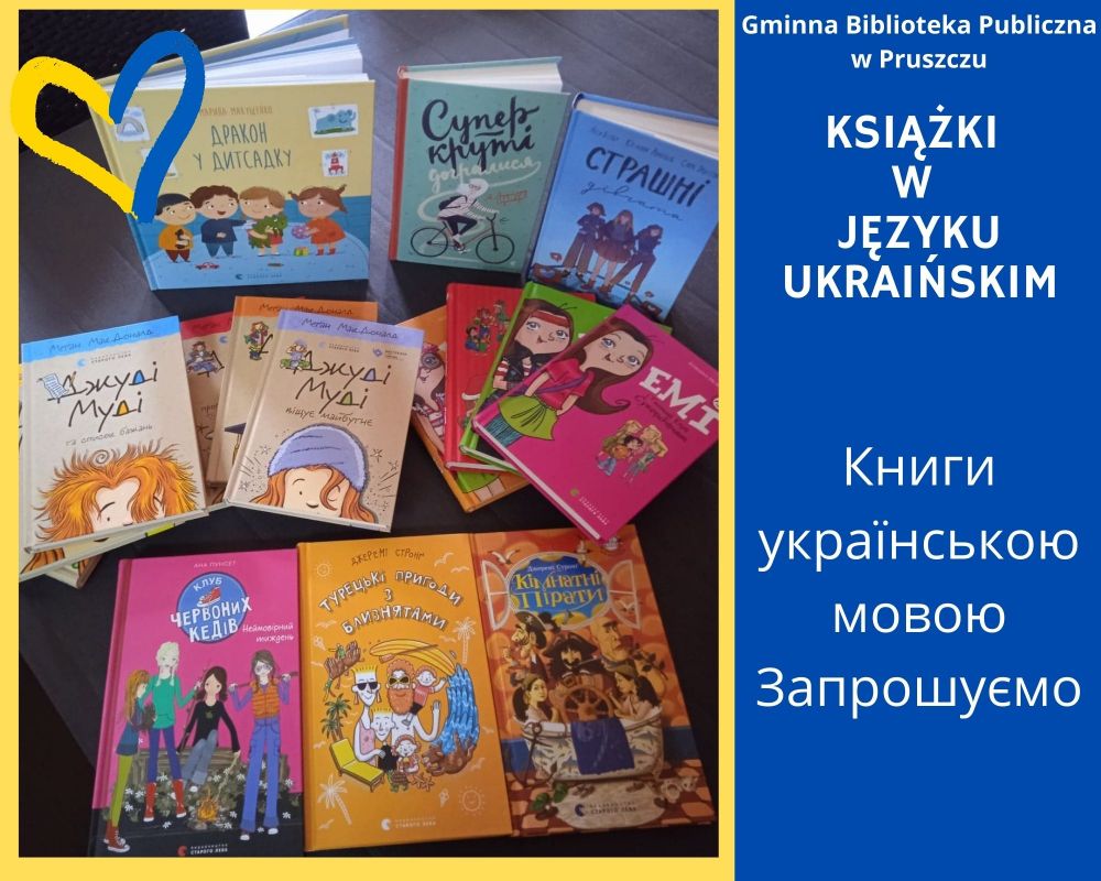 Książki w języku ukraińskim w Gminnej Bibliotece Publicznej w Pruszczu.